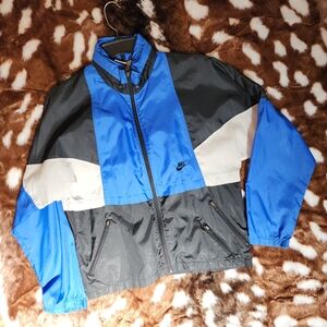 RARE Vintage Nike Windbreaker Blue and Black Colorblock Jacket Size S